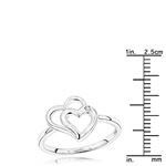 Luxurman Love Quotes: Sterling Silver Double Hearts Diamond Ring for Women (size 10) 3