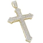 Mens 10k Yellow gold House head gold cross cz pendant GCHA4 1