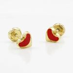 14K Yellow gold Heart stud earrings for Children/Kids web105 3