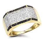 14K Black White Round Princess Cut Natural 2.2 Ctw