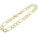 Mens 10k Yellow Gold figaro cuban mariner link bracelet AGMBRP30 8 inches long and 7mm wide 1