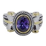 "Ladies .925 Italian Sterling Silver Purple Violet synthetic gemstone ring SAR50 6