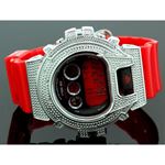 Ice Plus Mens Diamond Shock Style Watch White Case Red Band 1