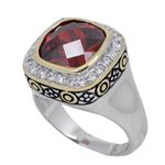 "Ladies .925 Italian Sterling Silver Ruby Red synthetic gemstone ring SAR20 6