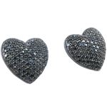 Womens .925 sterling silver Black heart earring 5mm thick and 13mm wide 1