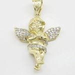 Mens 10k Yellow gold Yellow gold angel praying cz pendant LIGS9 3