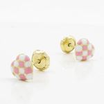 14K Yellow gold Dual color heart stud earrings for Children/Kids web218 3