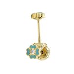 14K Yellow gold Flower cz stud earrings for Children/Kids web116 1