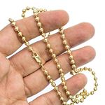 14K YELLOW Gold SOLID BALL Chain - 24 Inches Long 4MM Wide 3