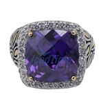 "Ladies .925 Italian Sterling Silver Purple Violet synthetic gemstone ring SAR36 6