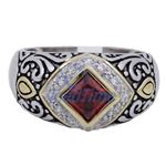 "Ladies .925 Italian Sterling Silver Ruby Red synthetic gemstone ring SAR16 6