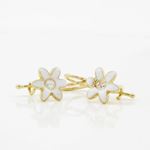 14K Yellow gold Flower cz hoop earrings for Children/Kids web42 3