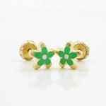 14K Yellow gold Flower stud earrings for Children/Kids web7 3