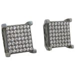 Mens .925 sterling silver Black and white 8 row square earring MLCZ34 5mm thick and 10mm wide Size 1