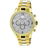 Luxurman Liberty Yellow Gold Plated Genuine Mens Diamond Watch Swiss Movt 0.2ct 1