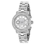 Luxurman Watches Ladies Diamond Watch 3ct Silver Stainless Band and Case 1