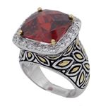 "Ladies .925 Italian Sterling Silver Ruby Red synthetic gemstone ring SAR35 6