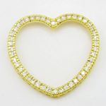 Women silver yellow heart cz pendant SB11 29mm tall and 33mm wide 3