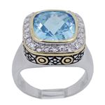 "Ladies .925 Italian Sterling Silver Baby blue synthetic gemstone ring SAR18 6