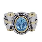 "Ladies .925 Italian Sterling Silver Baby blue synthetic gemstone ring SAR52 6