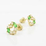 14K Yellow gold Heart fancy cz stud earrings for Children/Kids web432 3