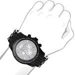 Black Phantom Genuine Diamond Watches: Large Luxurman Mens Watch 2.25ct 3