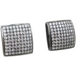 Mens .925 sterling silver White and black 9 row square earring MLCZ106 5mm thick and 11mm wide Size 