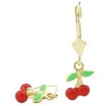 14K Yellow gold Cherry chandelier earrings for Children/Kids web527 1