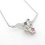 "Ladies .925 Italian Sterling Silver multi color pendant chain Chain - 16 inches ( L - 16mm