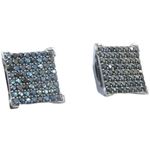 Mens .925 sterling silver Black 8 row square earring MLCZ35 5mm thick and 10mm wide Size 1