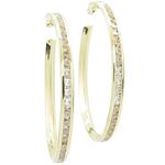 Womens 10k Yellow gold Channel set white cz hoop earring ELMI4 1