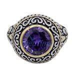 "Ladies .925 Italian Sterling Silver Purple Violet synthetic gemstone ring SAR48 6