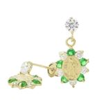 14K Yellow gold Oval mary cz chandelier earrings for Children/Kids web460 1