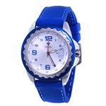 Unisex White Dial Blue/Silver Tone Case 0.24Ct Dia