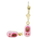 14K Yellow gold Baby shoe chandelier earrings for Children/Kids web467 1