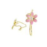 14K Yellow gold Flower cz hoop earrings for Children/Kids web46 1