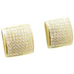 Mens .925 sterling silver Yellow 9 row square earring MLCZ103 5mm thick and 11mm wide Size 1