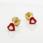 14K Yellow gold Simple heart stud earrings for Children/Kids web144 3