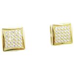 Mens .925 sterling silver Yellow 5 row square earring MLCZ172 3mm thick and 8mm wide Size 1
