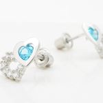 14K White gold Dual heart cz stud earrings for Children/Kids web300 3