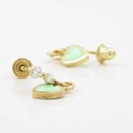 14K Yellow gold Thin heart cz chandelier earrings for Children/Kids web507 3