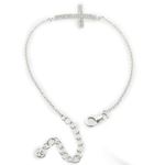 Ladies .925 Italian Sterling Silver white bracelet with cross Length - 9 inches ( cross - 24mm ) 3