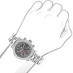 Luxurman Watches: Ladies Genuine Diamond Watch 2ct Mother of Pearl Chronograph 3