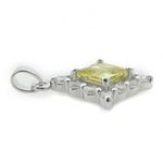 Ladies .925 Italian Sterling Silver fancy pendant with yellow stone Length - 26mm Width - 19mm 3