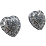 Womens .925 sterling silver Black heart earring 10 MLCZ313 5mm thick and 12mm wide Size 1