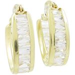 Womens 10k Yellow gold White cz hoop earring ELMI10 1