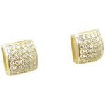 Mens .925 sterling silver Yellow 6 row square earring MLCZ88 5mm thick and 8mm wide Size 1