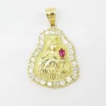 Mens 10k Yellow gold Red and white gemstone mary charm EGP73 3