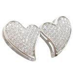 Womens .925 sterling silver White heart earring 4mm thick and 13mm wide Size 1