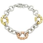 Mens Sterling silver Multicolor rope and trace link bracelet 1